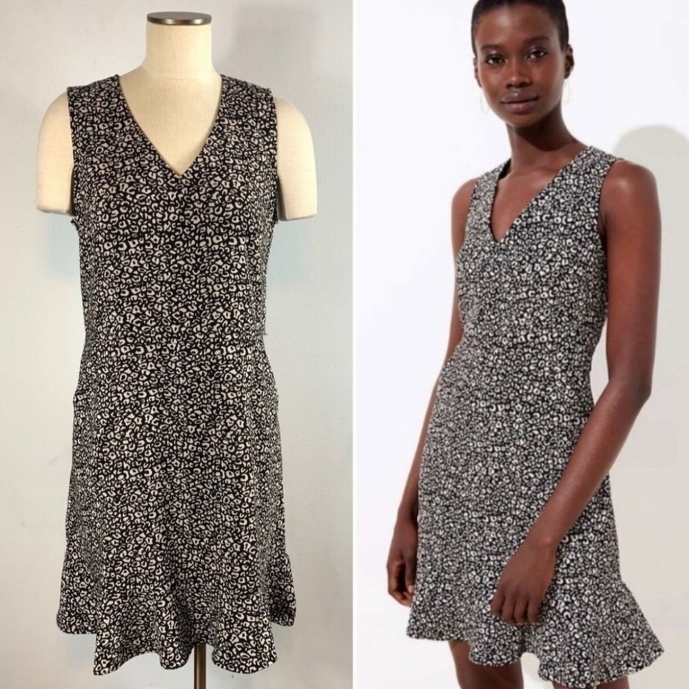 NWT, Ann Taylor LOFT Leopard Print Dress w/ Ruffle Flounce Hem, Size 6